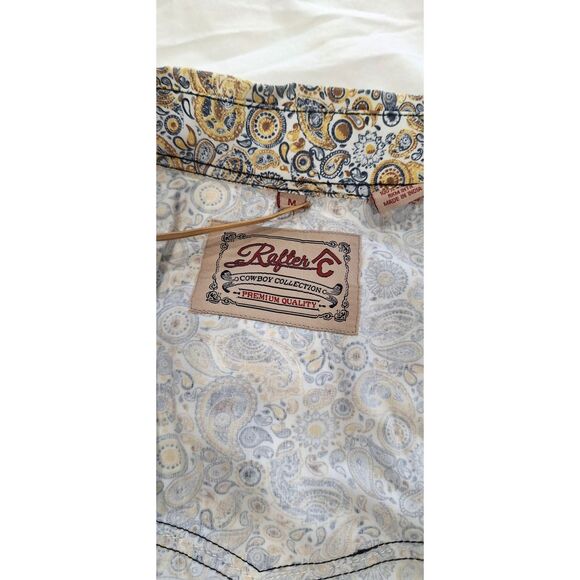 Rafter C Paisley Pearl Snap Mens Western Cowboy Collection Shirt Size M - Picture 6 of 9